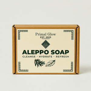 Primal Glow Aleppo Zeep (40% Laurierolie) kartonnen verpakking