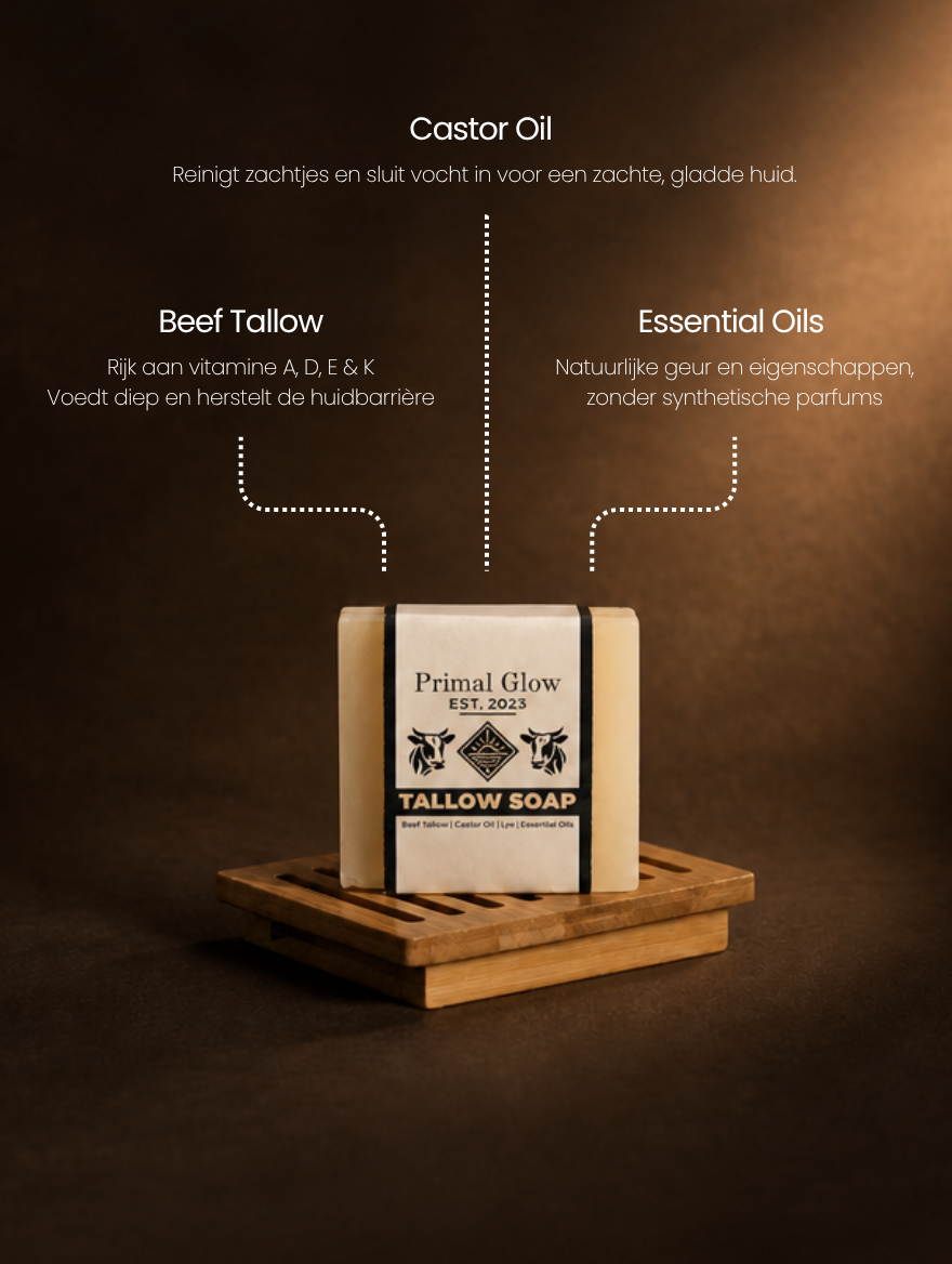 Primal Glow Beef Tallow Zeep Natuurlijke Geur En Eigenschappen Zonder Synthetische Parfums.