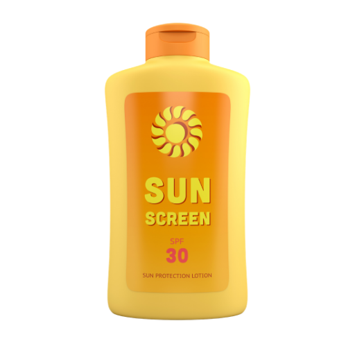Fles zonnebrandolie voor verzorging en bescherming van de huid tegen de zon.